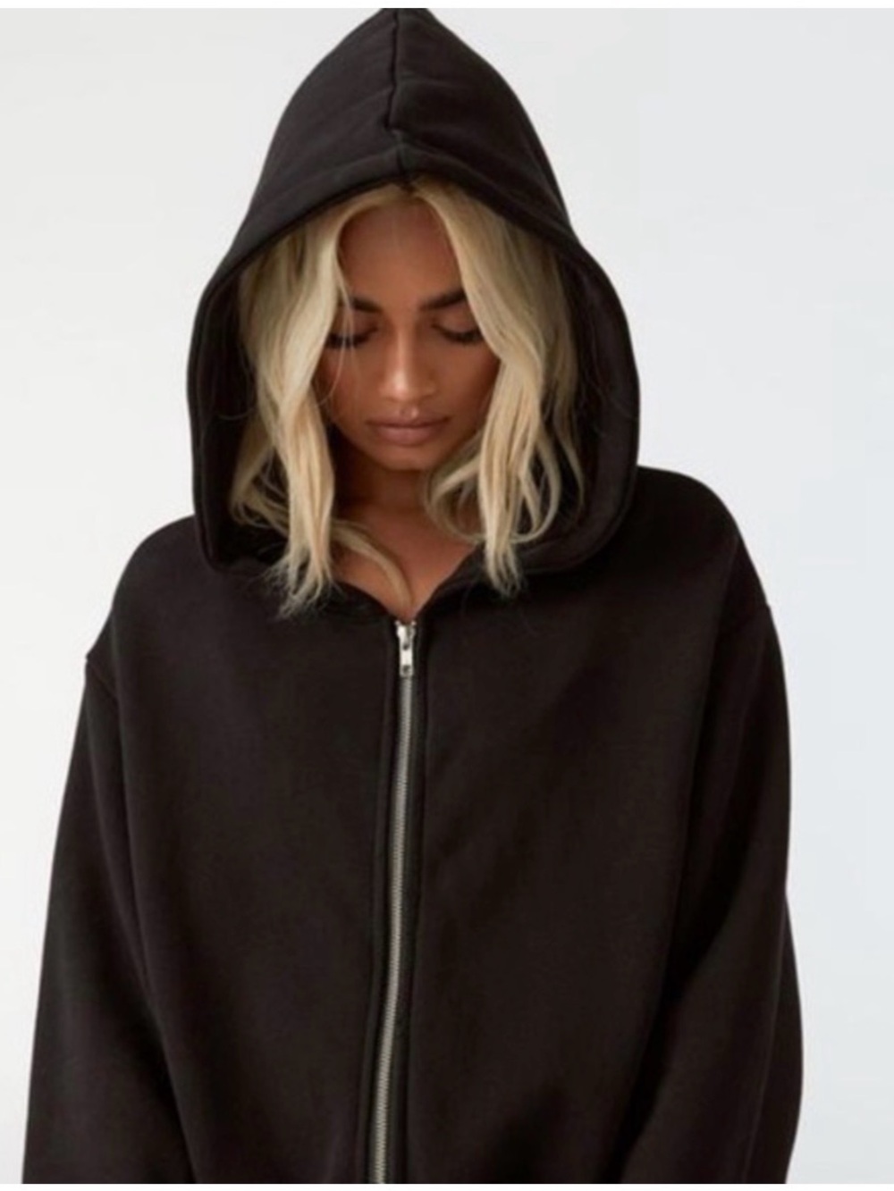 Joah Brown Black Zip-Up Hooded Sweater